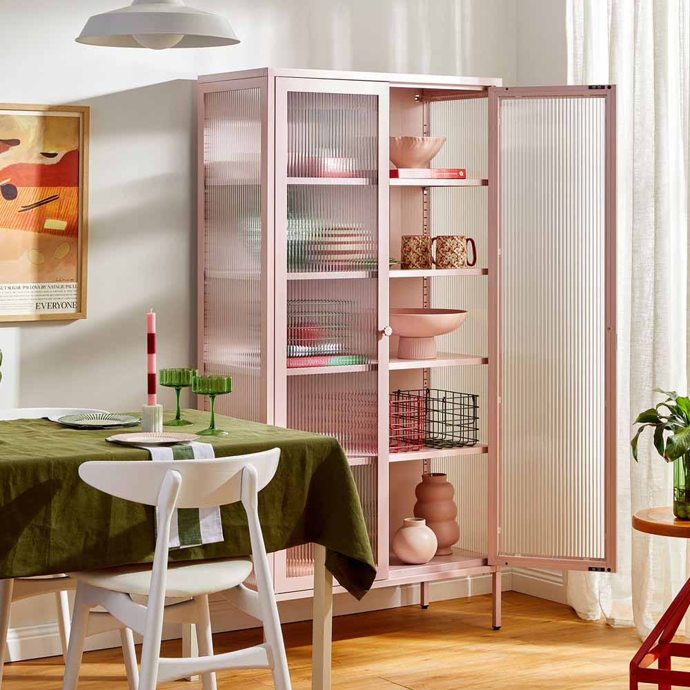 ארון דלתות זכוכית COLLECTOR ורוד בהיר