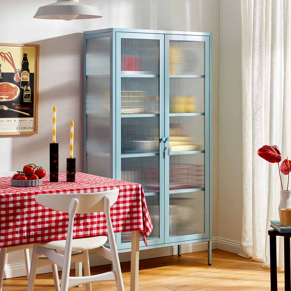 ארון דלתות זכוכית COLLECTOR תכלת