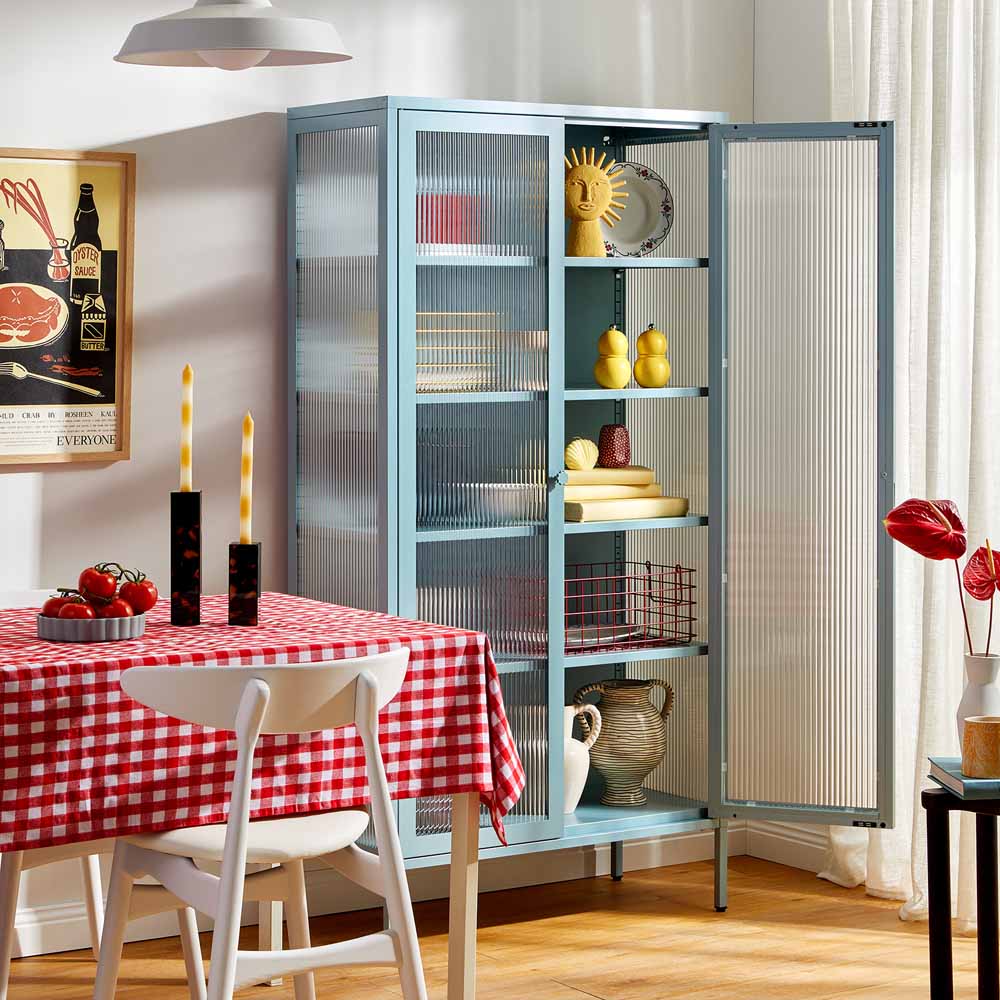 ארון דלתות זכוכית COLLECTOR תכלת