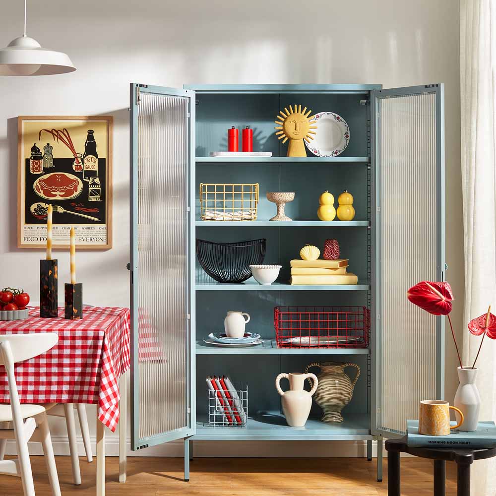 ארון דלתות זכוכית COLLECTOR תכלת