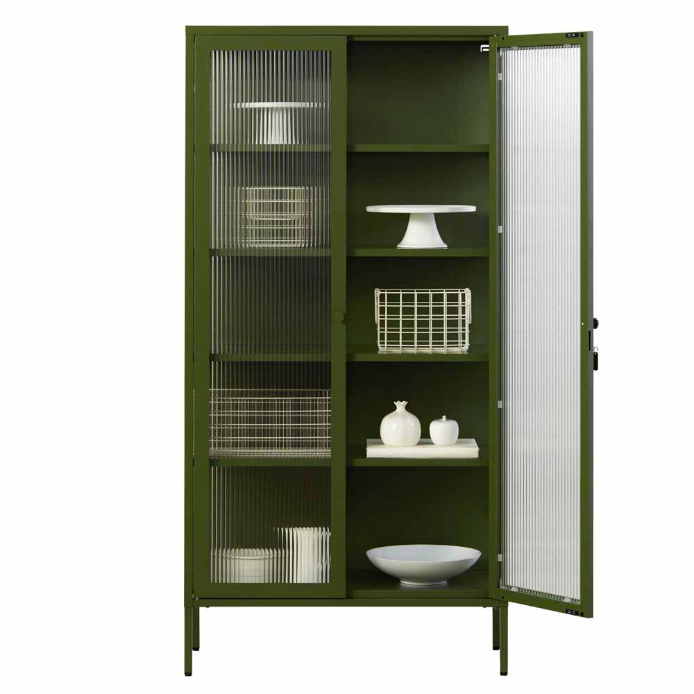 ארון דלתות זכוכית COLLECTOR ירוק זית