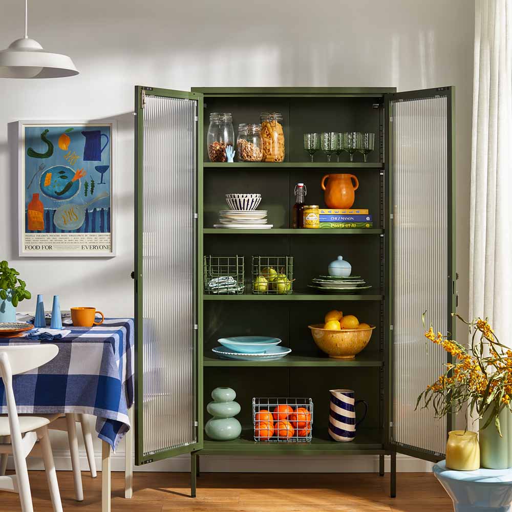 ארון דלתות זכוכית COLLECTOR ירוק זית