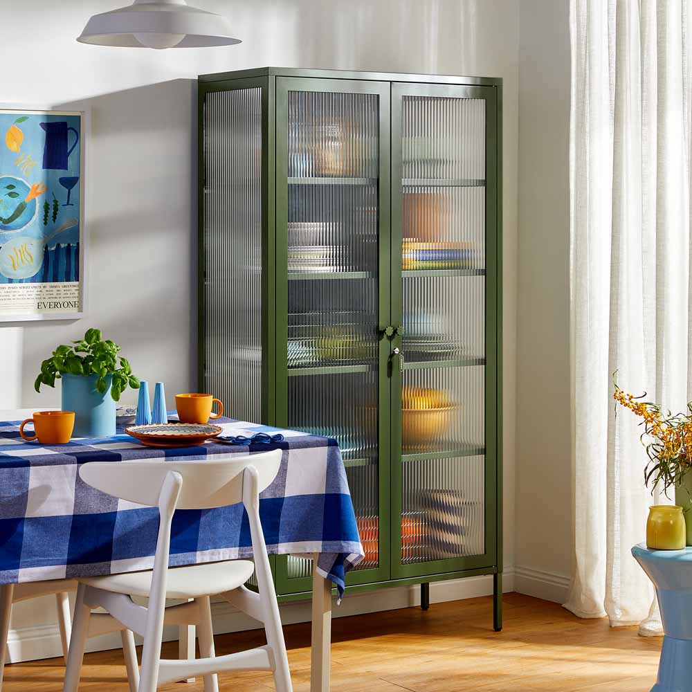 ארון דלתות זכוכית COLLECTOR ירוק זית