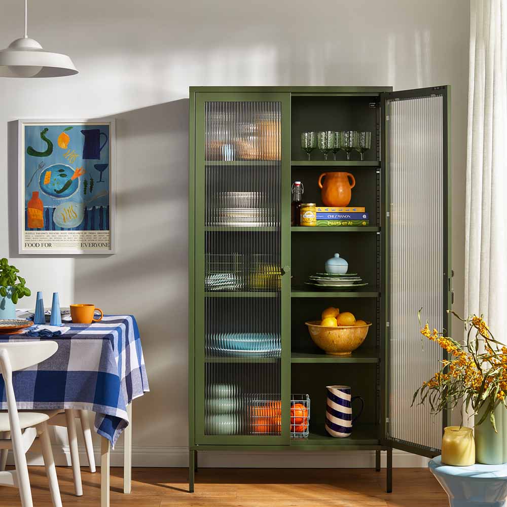 ארון דלתות זכוכית COLLECTOR ירוק זית