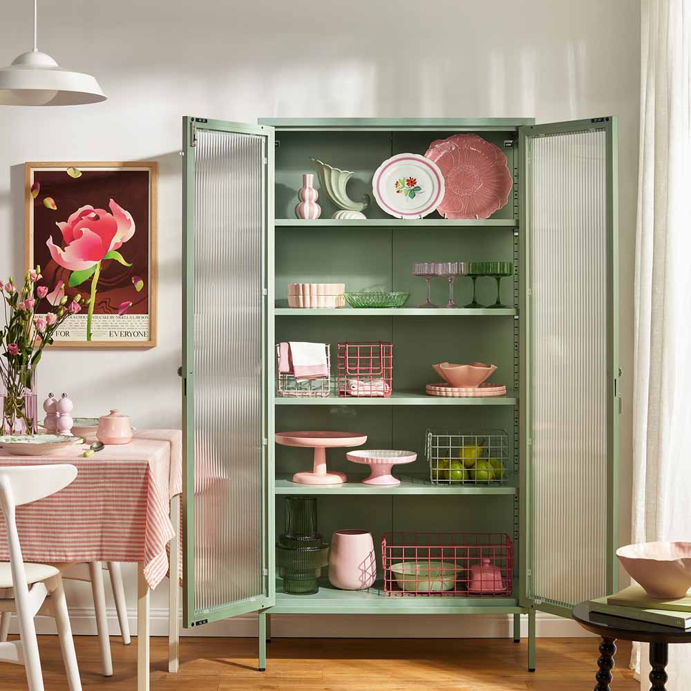 ארון דלתות זכוכית COLLECTOR ירוק מרווה