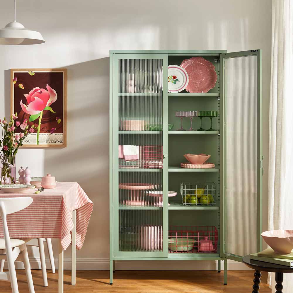 ארון דלתות זכוכית COLLECTOR ירוק מרווה