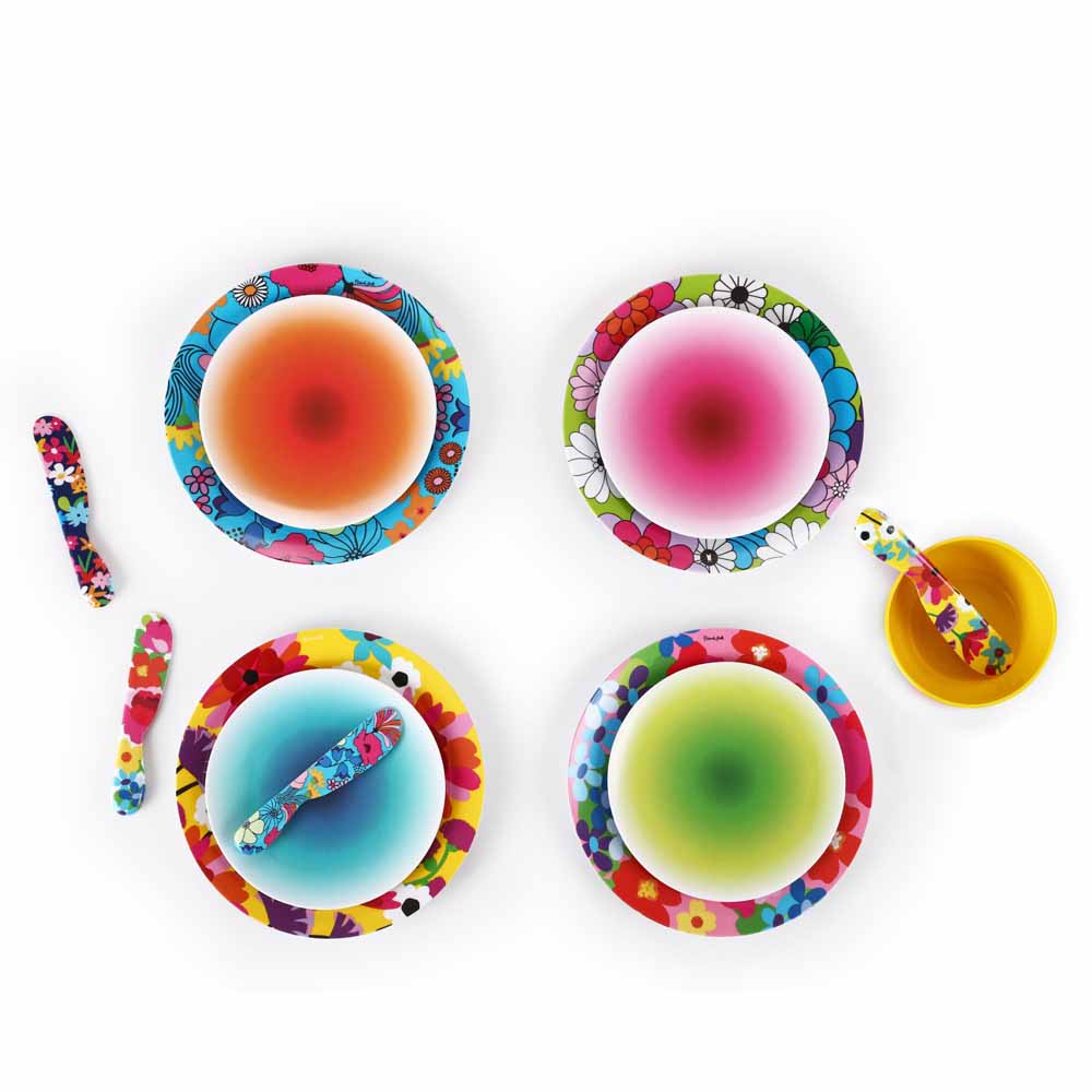 Set of 4 Floral Medium Plates