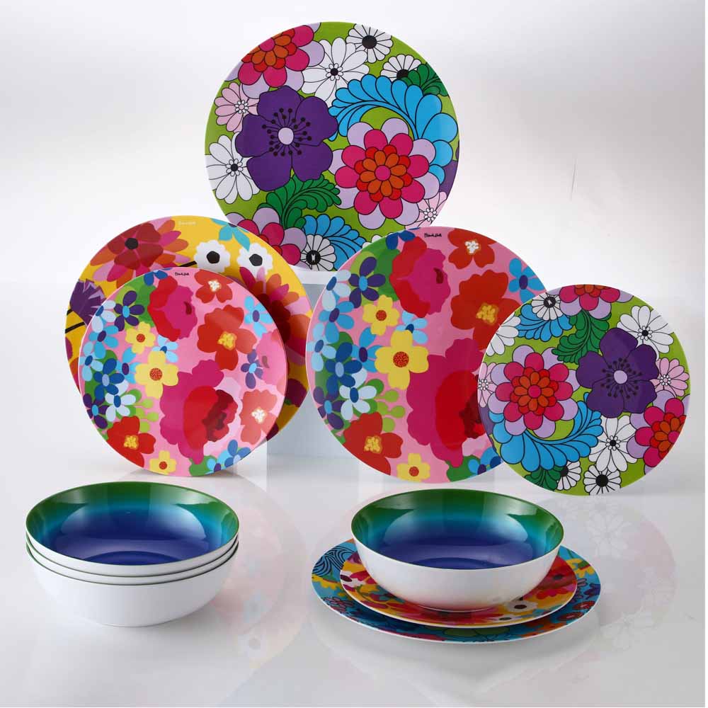 Set of 4 Floral Medium Plates