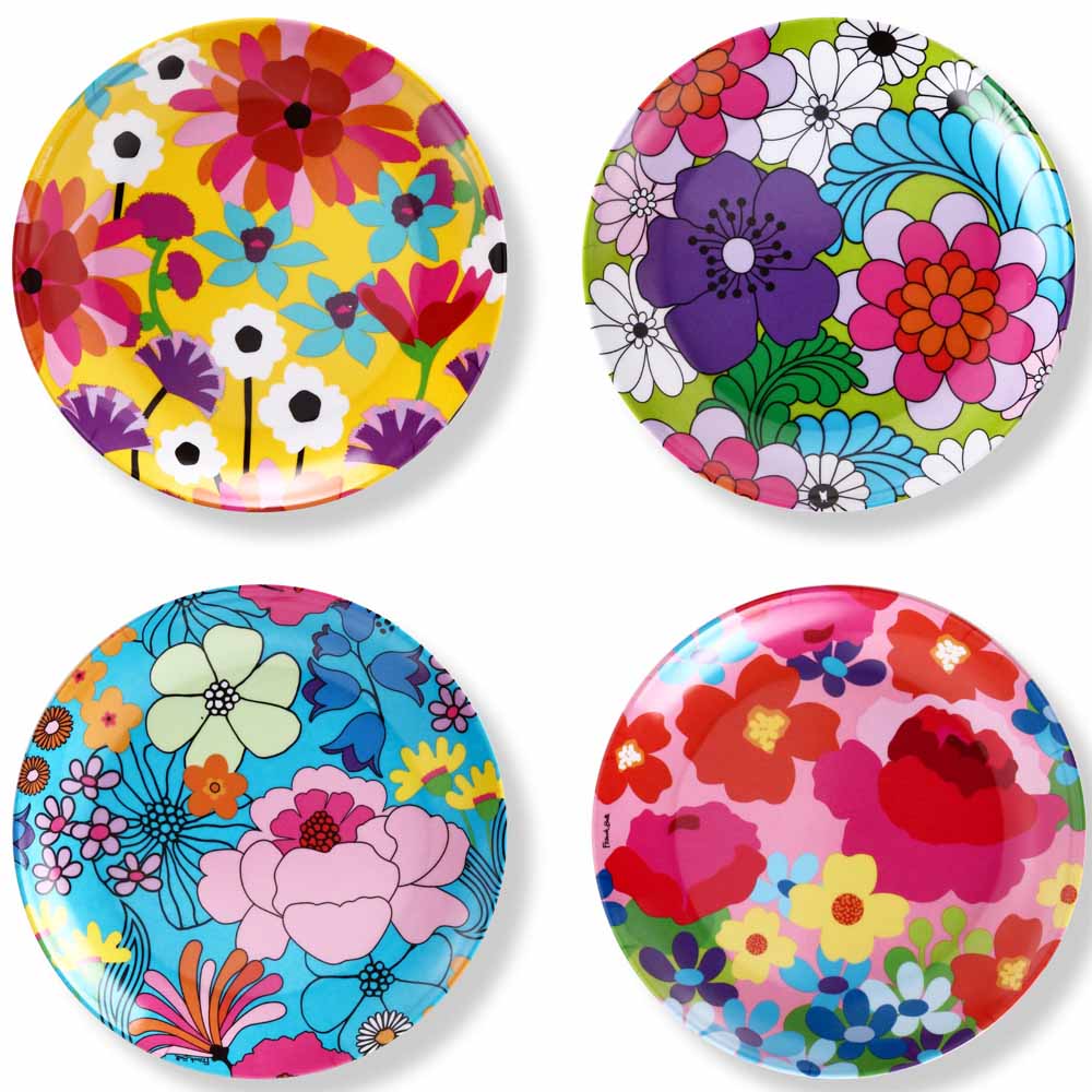 Set of 4 large Floral plates