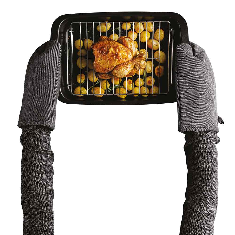 Roaster + retractable recycled aluminum rack Graphite
