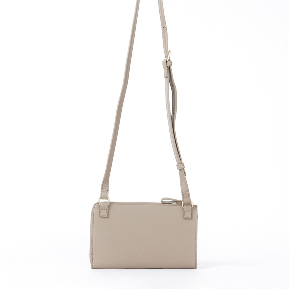 Smartphone cross-body bag with wallet in beige