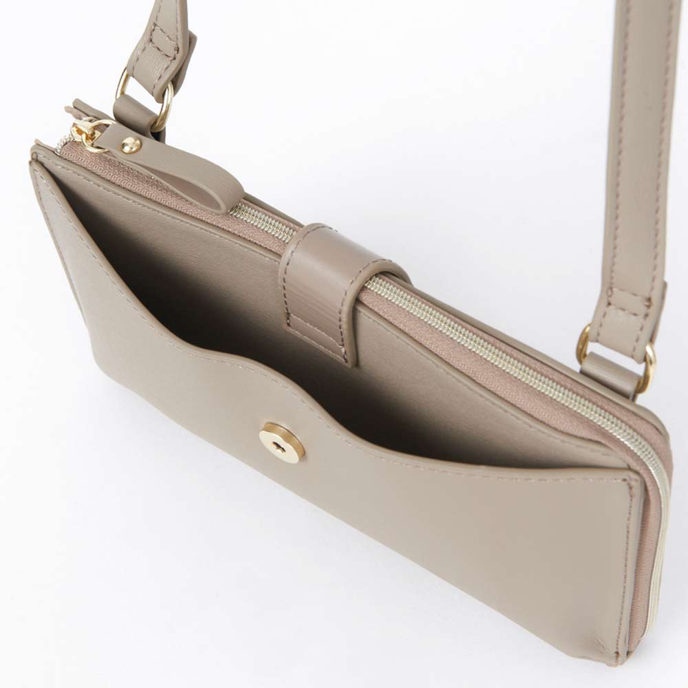 Smartphone cross-body bag with wallet in beige