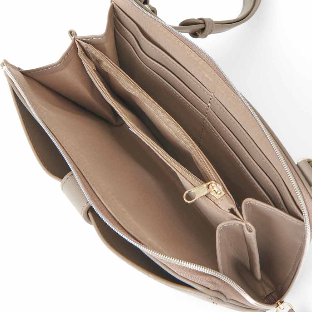 Smartphone cross-body bag with wallet in beige