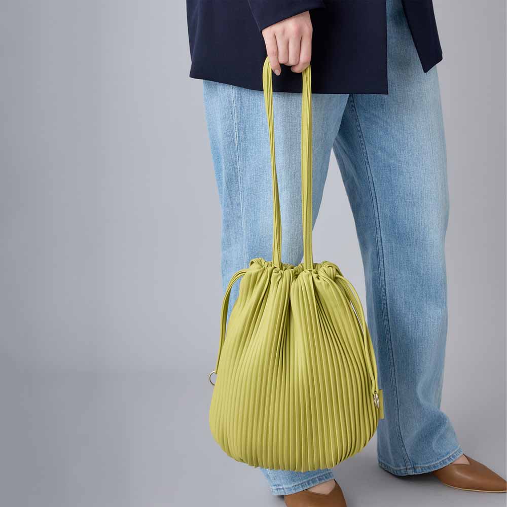 Lime Green TOTE PLEATS Bag 0202