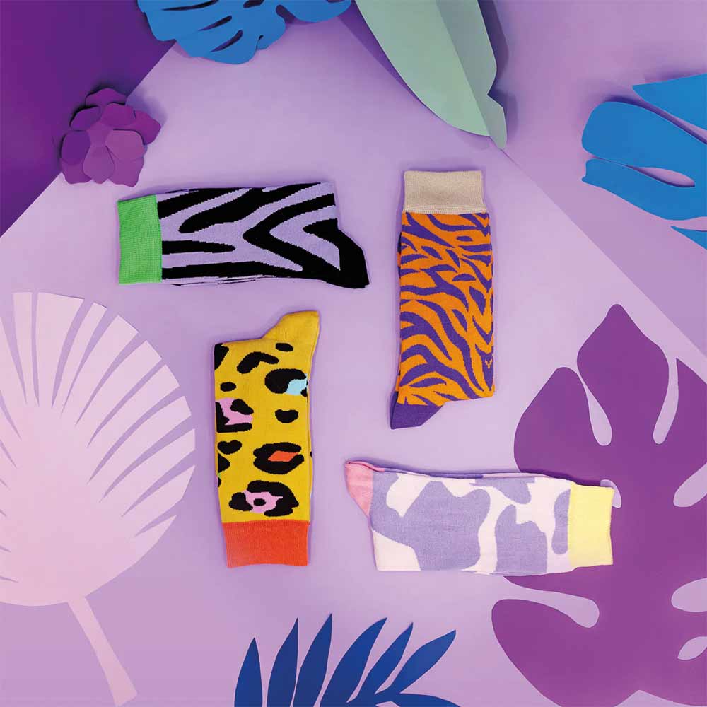 סט 4 גרביים הדפסי חיות M