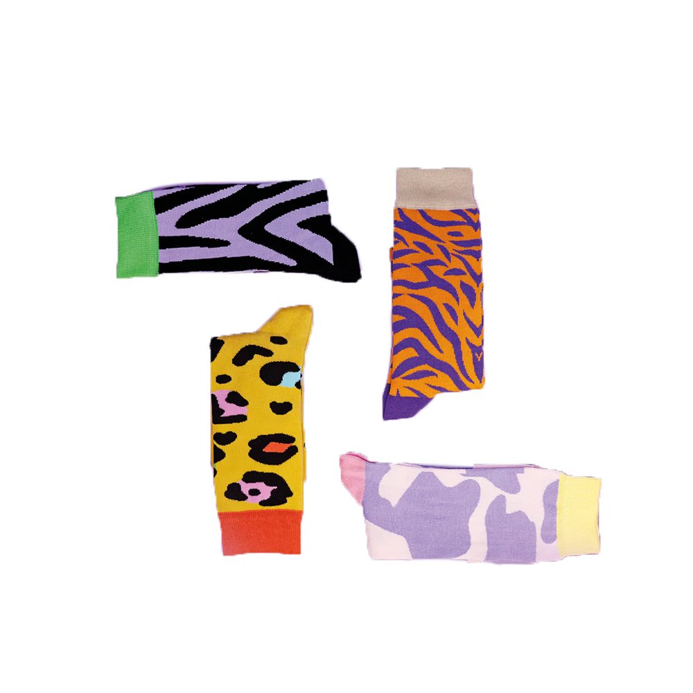 סט 4 גרביים הדפסי חיות M