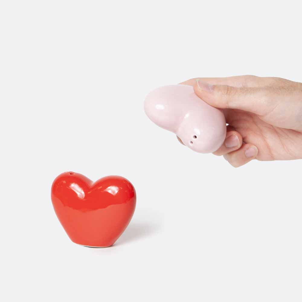 סט מלח פלפל אדום ורוד - לב