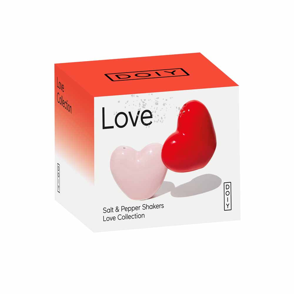 סט מלח פלפל אדום ורוד - לב