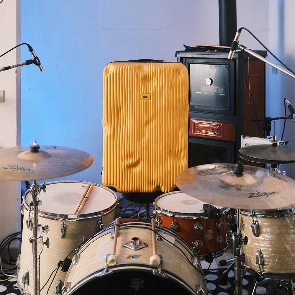 STRIPE L Suitcase Yellow
