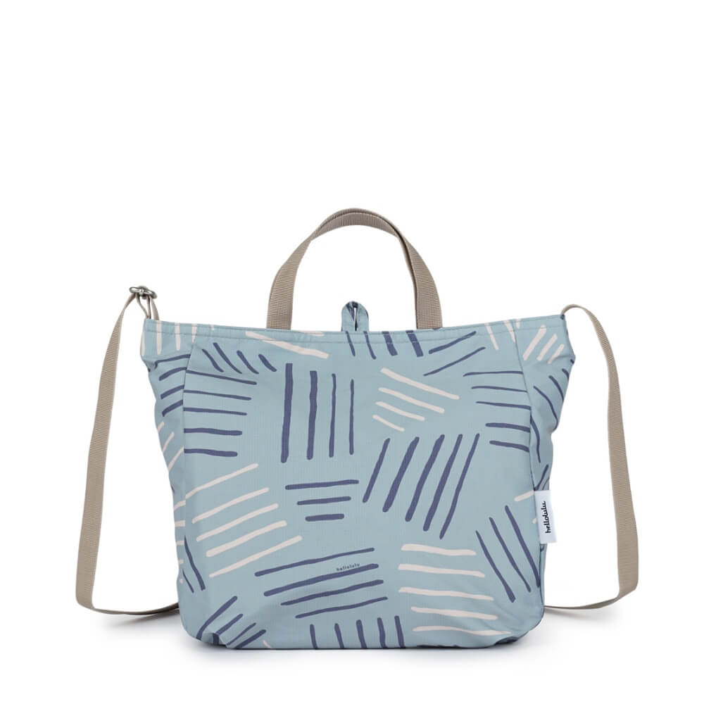 תיק צד דו צדדי תכלת פסים / בז NIKO