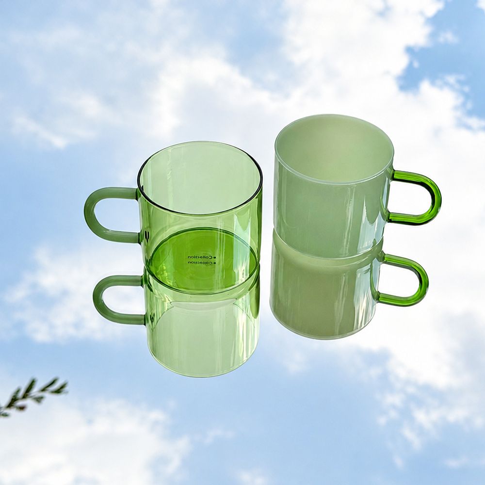 סט 2 כוסות זכוכית 350 מ"ל MUG - גווני ירוק