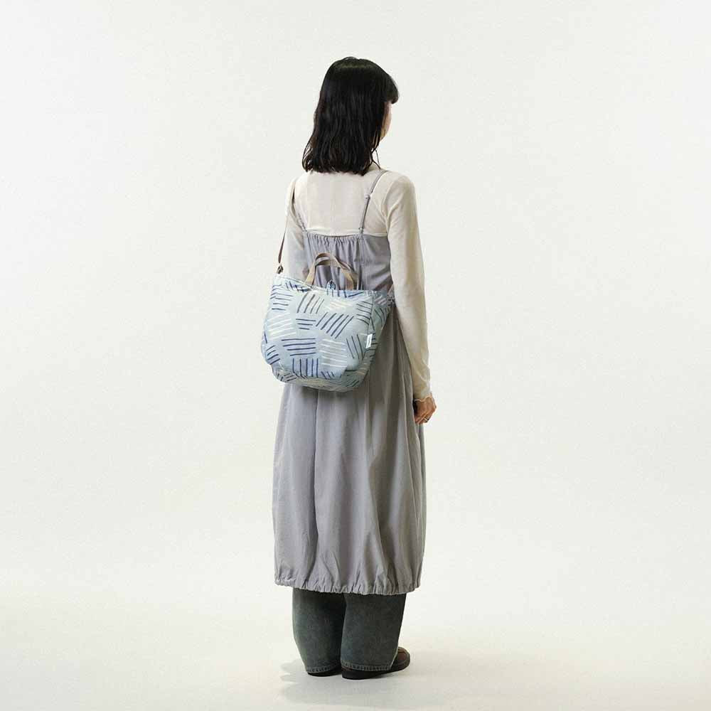 תיק צד דו צדדי תכלת פסים / בז NIKO