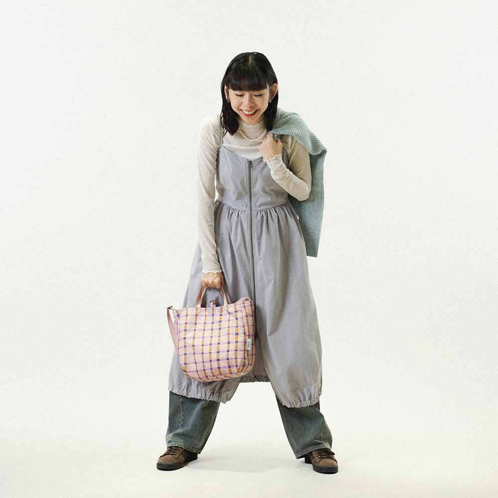 דו צדדי ורוד משובץ / בז NIKO תיק צד