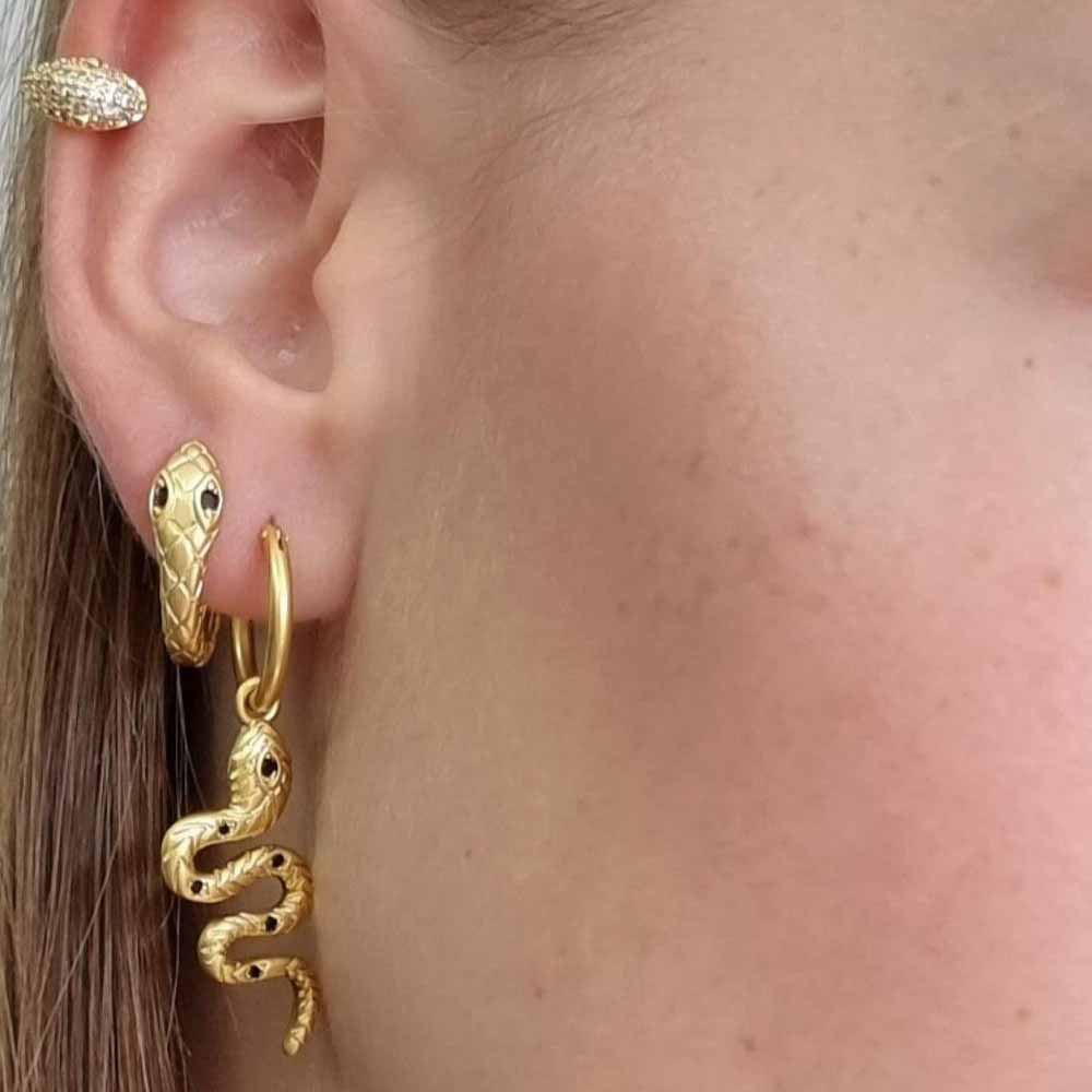 Crystal Eye Snake Hoop Earring