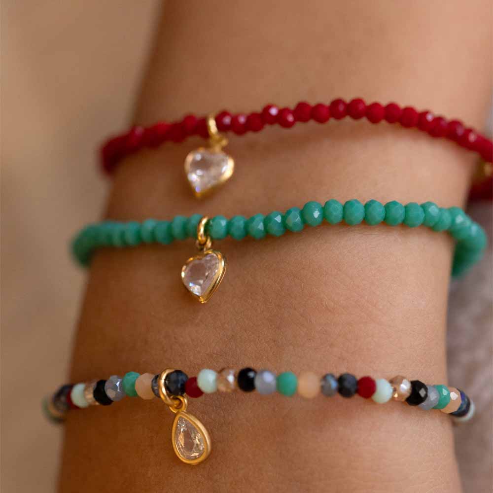 צמיד קריסטלים צבעוני זירקון לב שמפיין