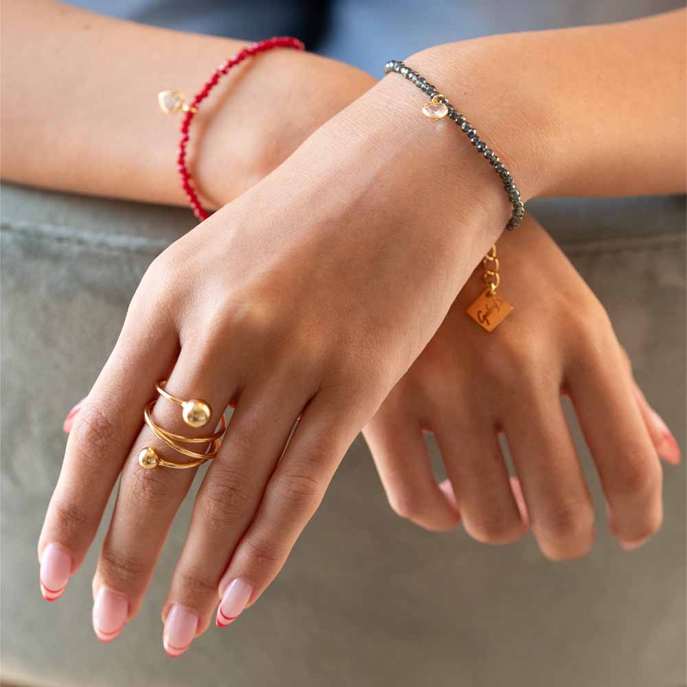 צמיד קריסטלים צבעוני זירקון לב שמפיין