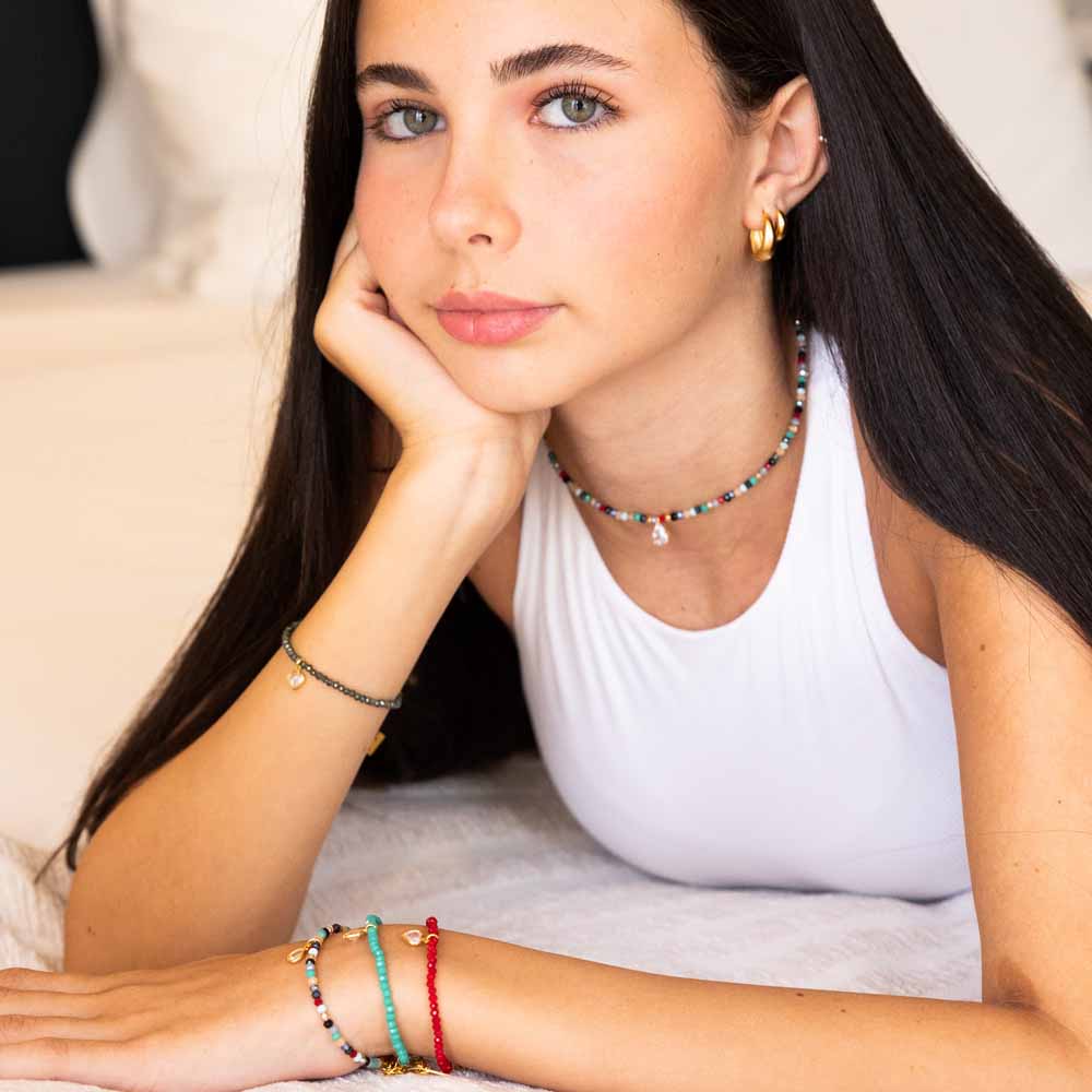 צמיד מיקס קריסטלים טיפת זירקון