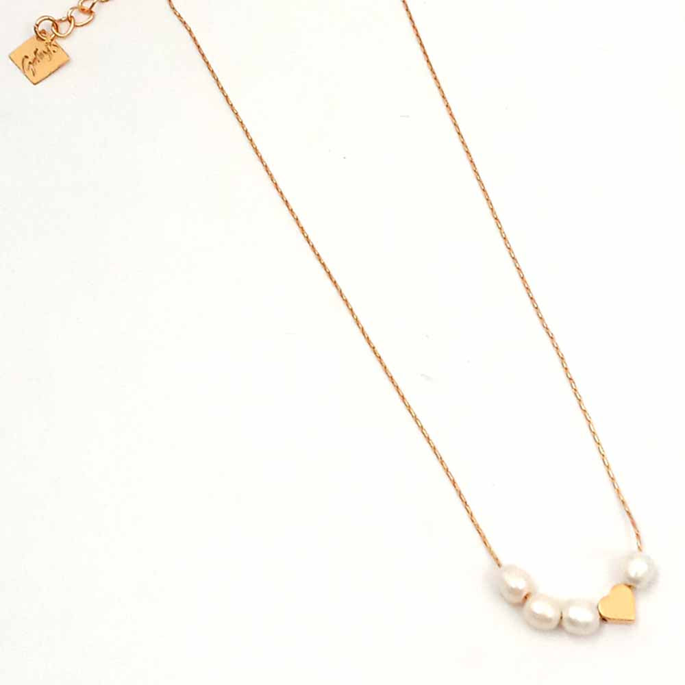 שרשרת פנינים אמתיות לב משקפיים