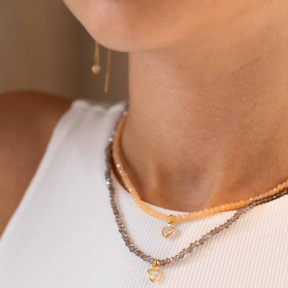 שרשרת קריסטלים מיני זירקון לב משובץ שמפיין