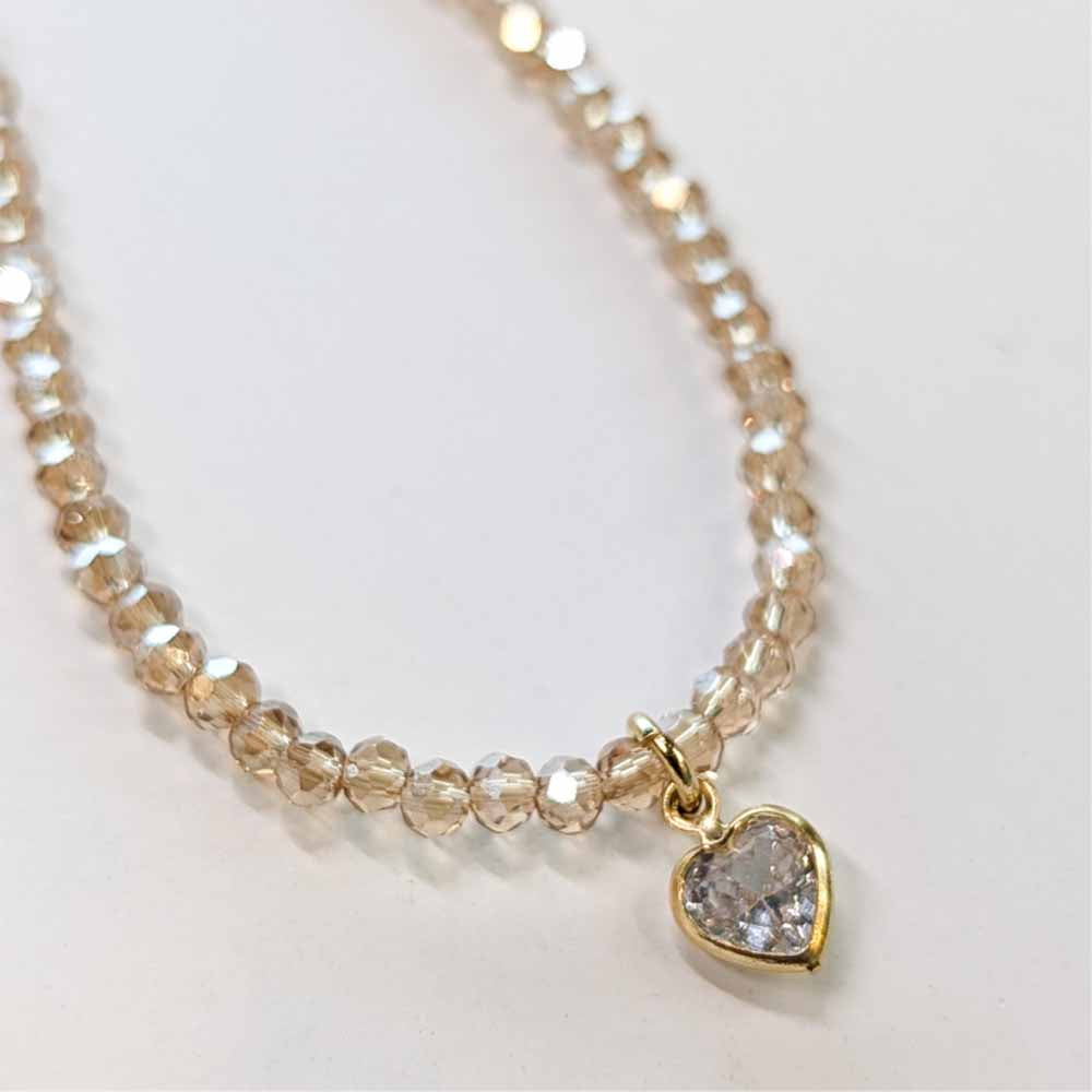 שרשרת קריסטלים מיני זירקון לב משובץ שמפיין