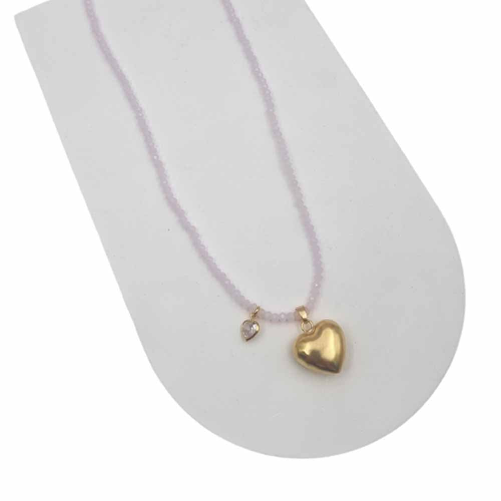 שרשרת הארט קריסטלים ורוד בהיר