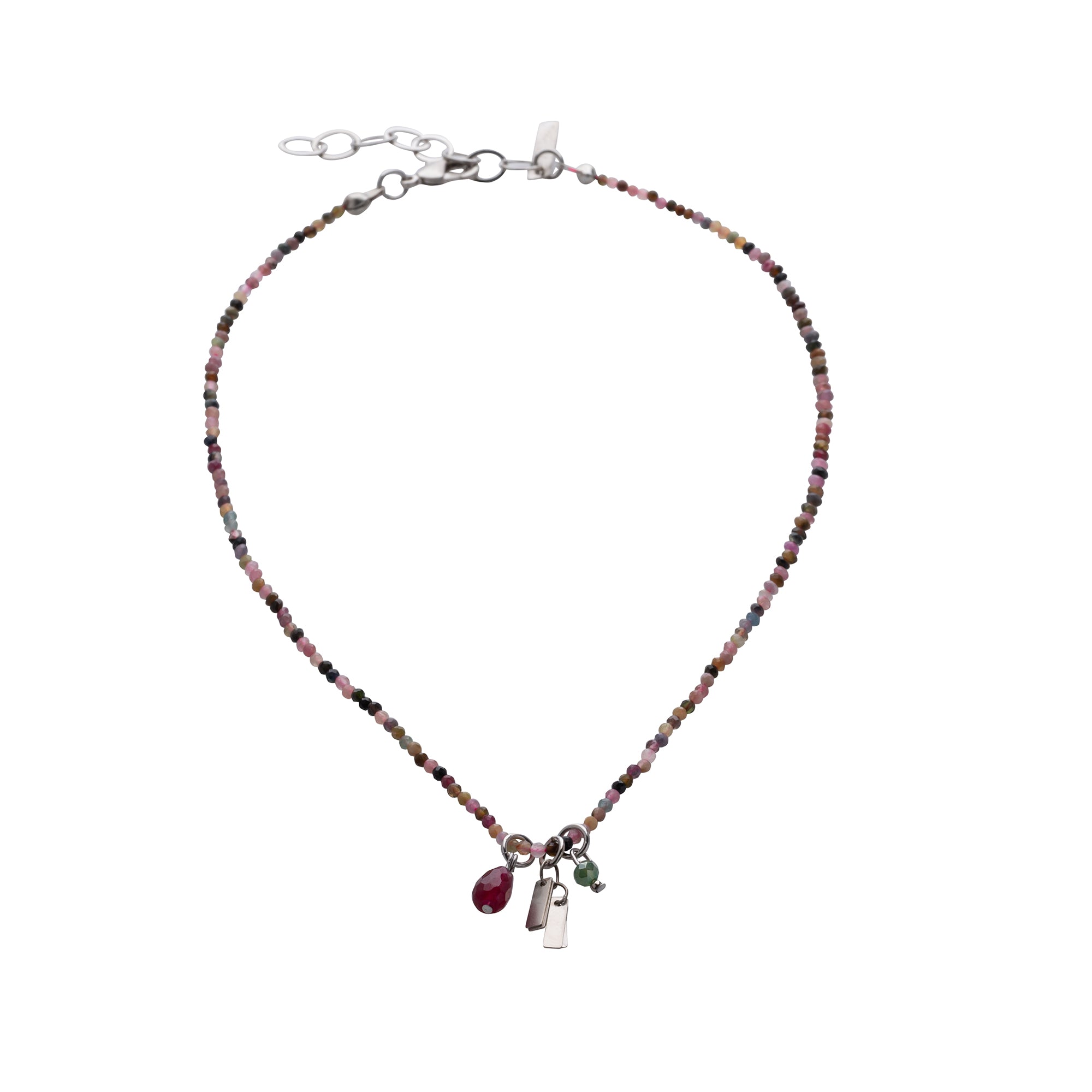 Silver tourmaline gemstone necklace