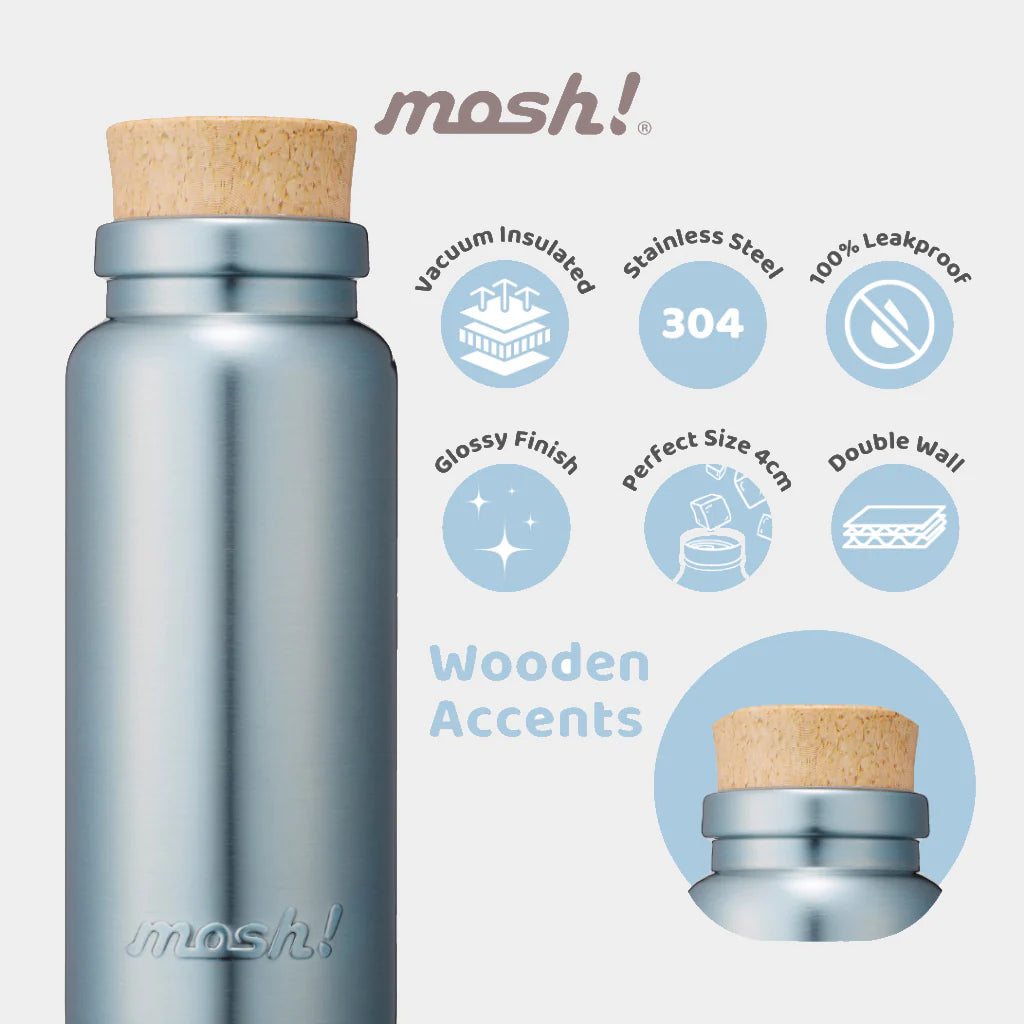 Bottle with cork stopper, 350ml, silver