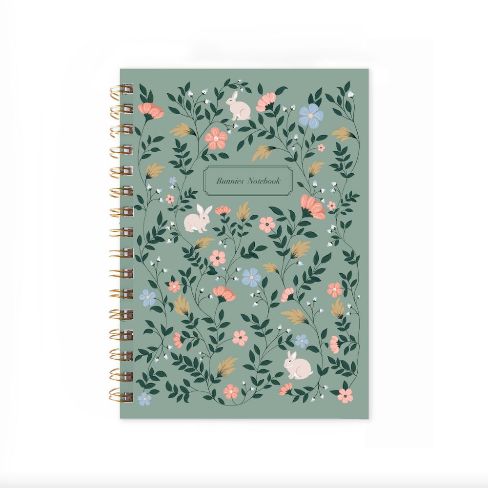 Olive green floral notebook