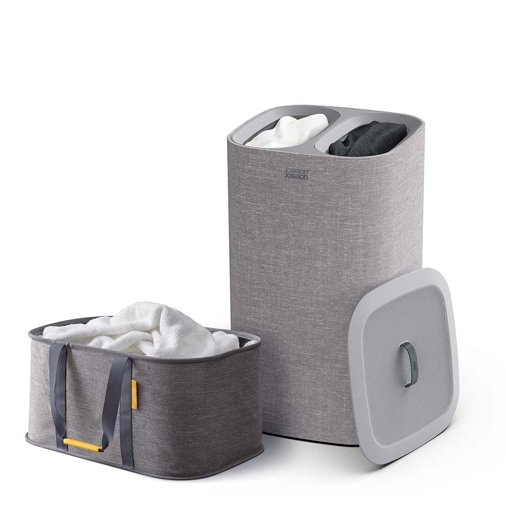 Tota 60L laundry basket set and gray collapsible laundry basket