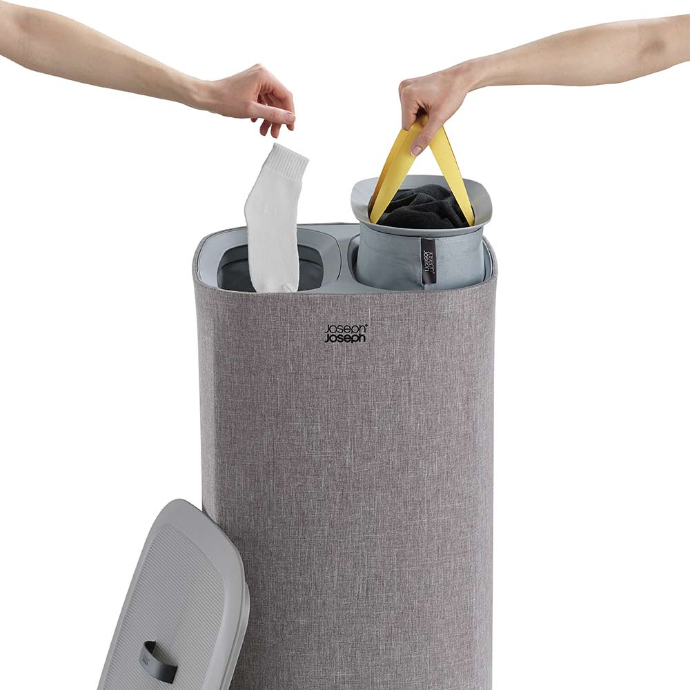 Tota 60L laundry basket set and gray collapsible laundry basket