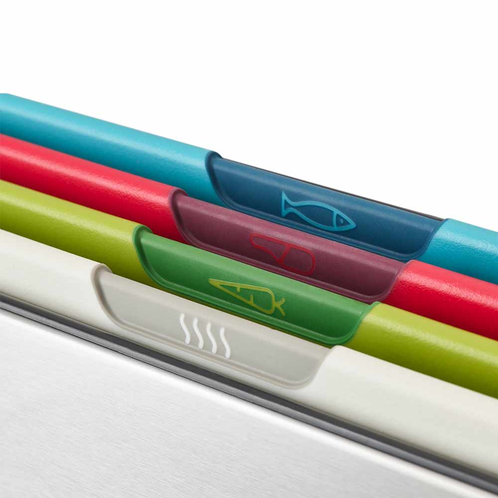 FOLIO 4-piece colored chopping board set with knife