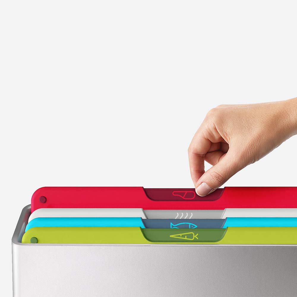 FOLIO 4-piece colored chopping board set with knife