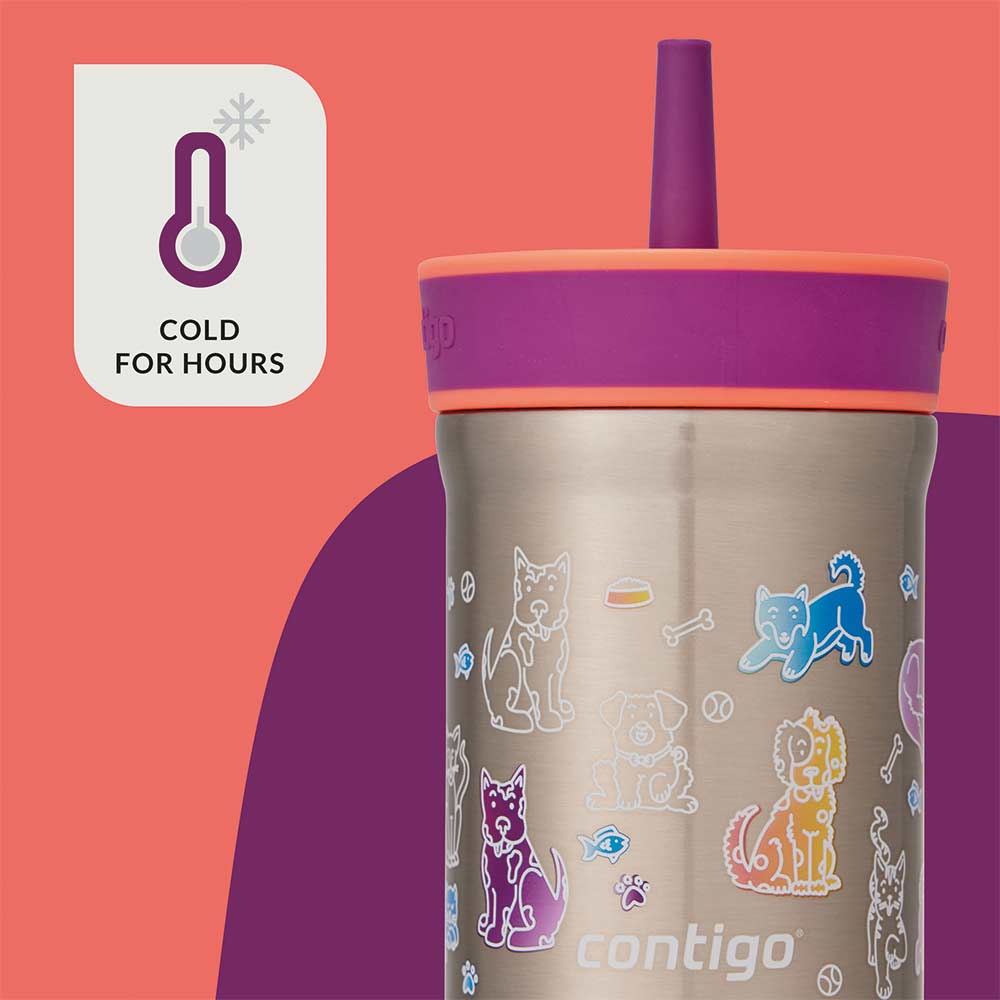 כוס מתכת עם קש LEIGHTON חיות מחמד 350 מ"ל