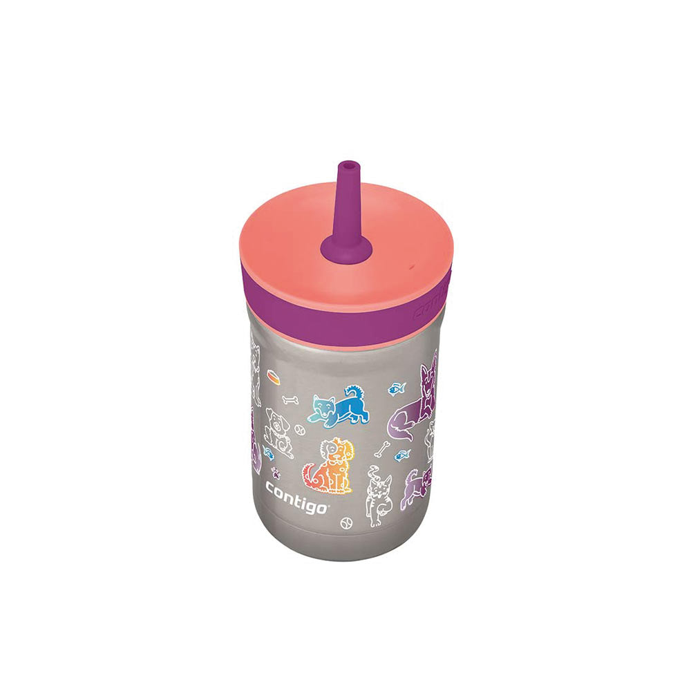 כוס מתכת עם קש LEIGHTON חיות מחמד 350 מ"ל