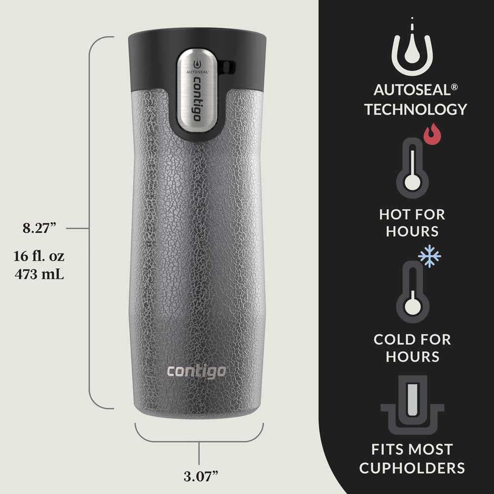 כוס מתכת WEST LOOP 3.0 אפור כהה קריסטלי 470 מ"ל
