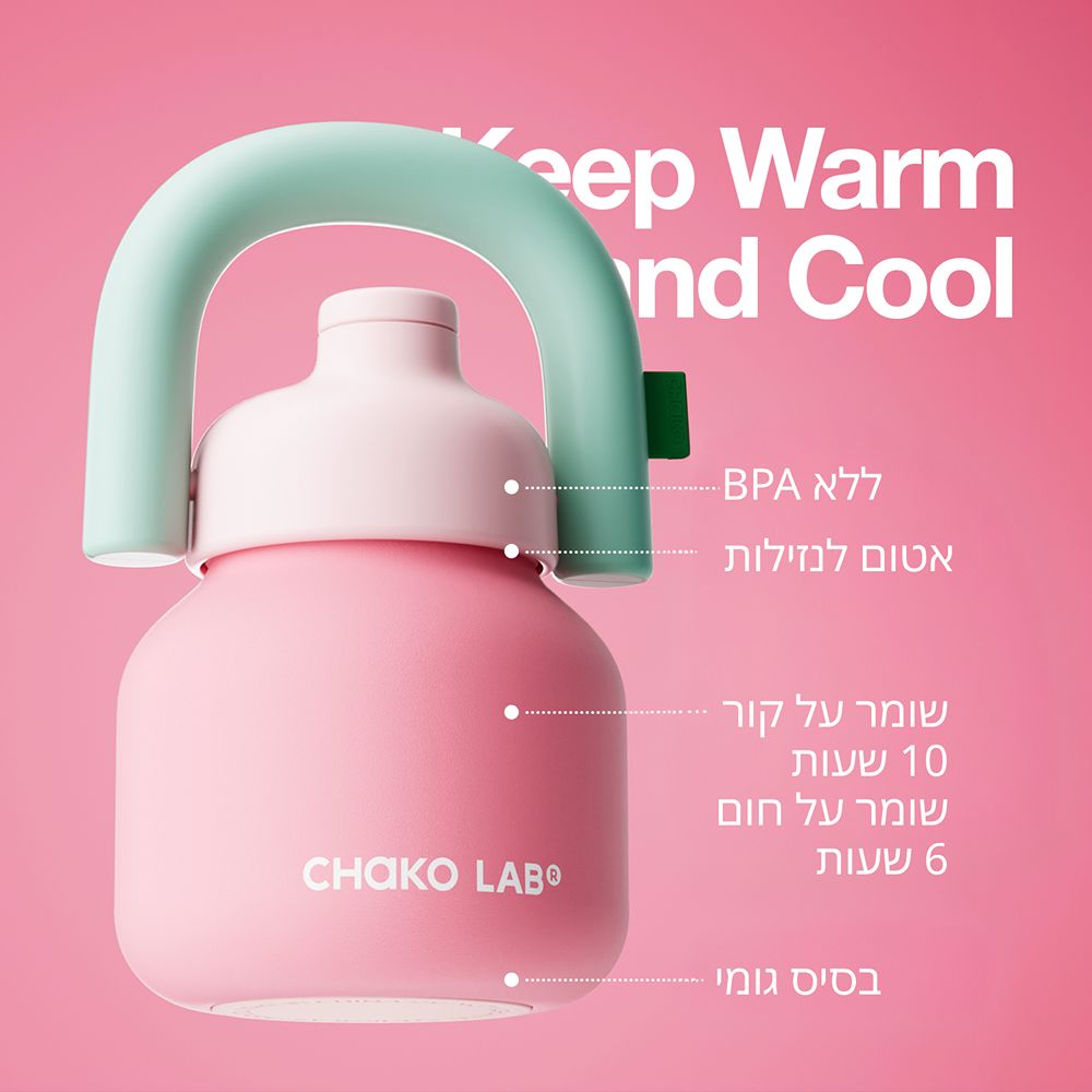 בקבוק Linlin נירוסטה ורוד 1000 מ״ל