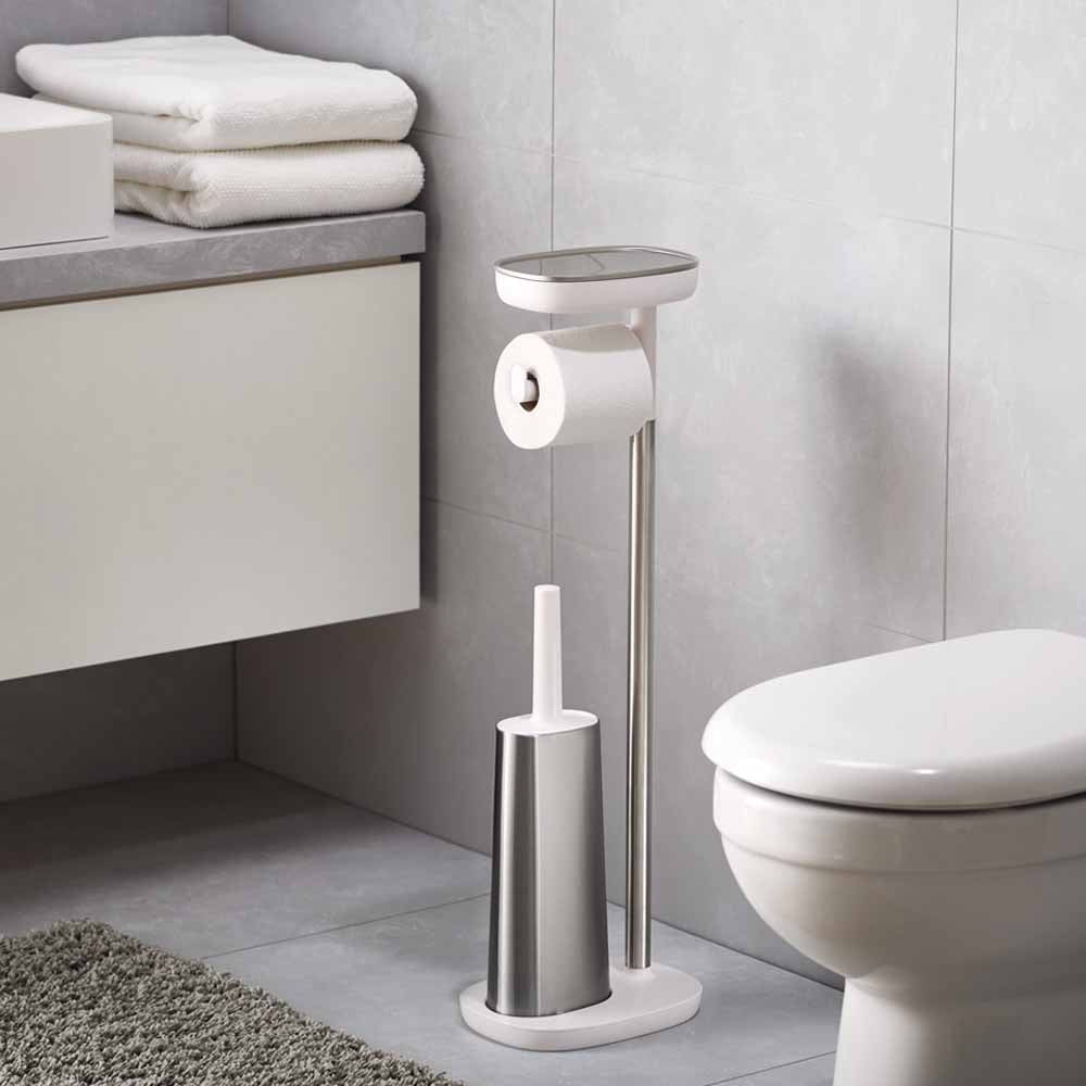 Toilet paper holder EASY with toilet brush FLEX silver