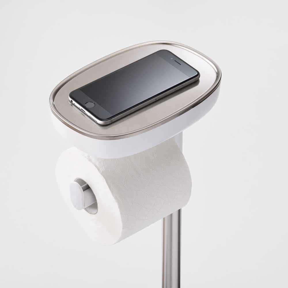 Toilet paper holder EASY with toilet brush FLEX silver