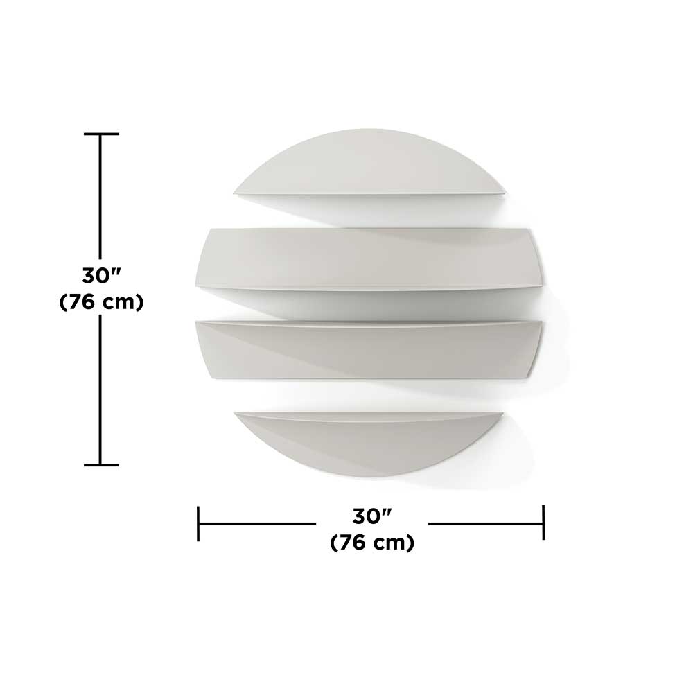 סט 4 מדפים עיגול בצבע אבן