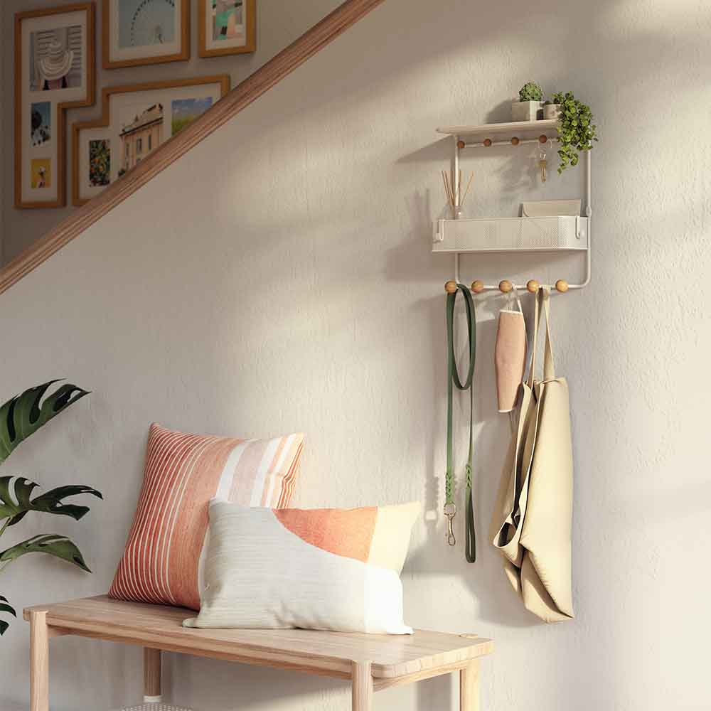 מתלה כפול עם אחסון Estique לבן